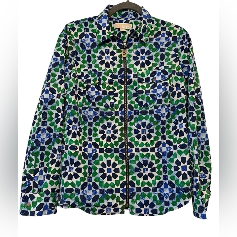 Michael Kors Zip Front Geo Print Shacket M